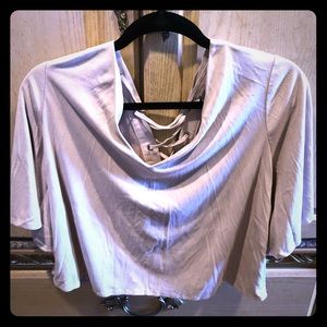 Pinkish cream colored suede crop top